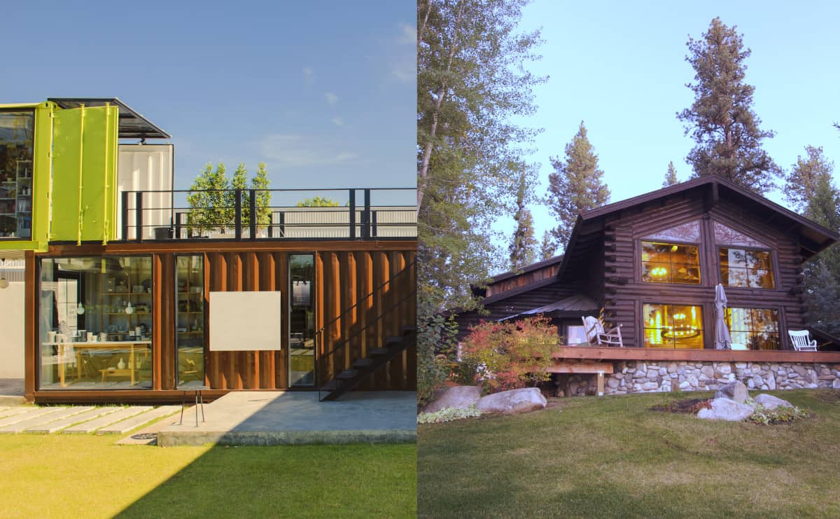 Container Home vs. Log Cabin Freedom Residence